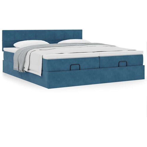 VidaXL otomanski okvir kreveta s madracima plavi 180x200cm bar&amp;scaron;unasti Slike