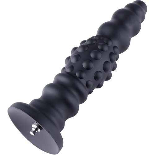 HiSmith HSA61 Dots Ripple Silicone Anal Dildo KlicLok 28.7cm Black Cene