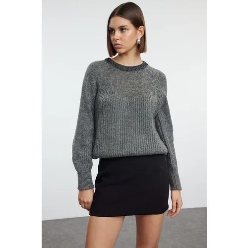 Trendyol Anthracite Thin Transparent View Knitwear Sweater