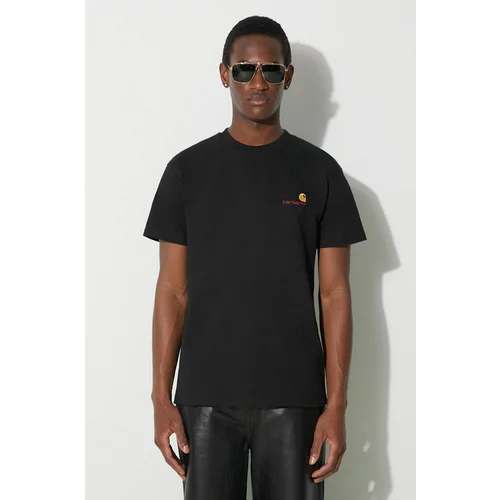 Carhartt WIP Pamučna majica S/S American Script T-Shirt za muškarce, boja: crna, s aplikacijom, I029956.89XX