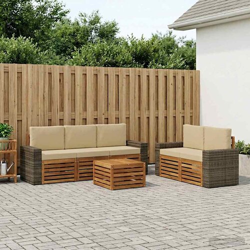  Set vanjskih sofa 6 kom. Prirodna i bež Čvrsto drvo akacije Cijene