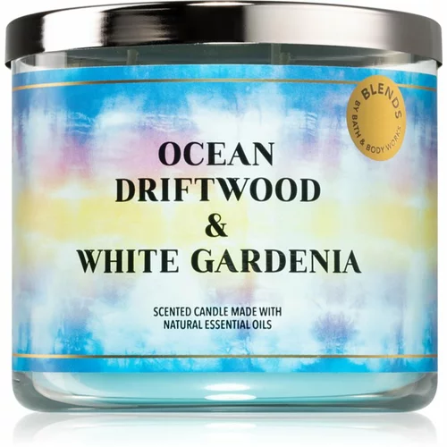 Bath & Body Works Ocean Driftwood & White Gardenia dišeča sveča 411 g