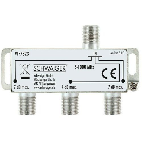 SCHWAIGER Razdelilnik (3-krat, F vtičnica, 5 - 1.000 MHz, 7 dB) Cene