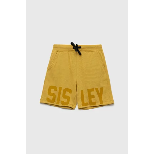 Sisley Dječje pamučne kratke hlače boja: žuta, podesivi struk