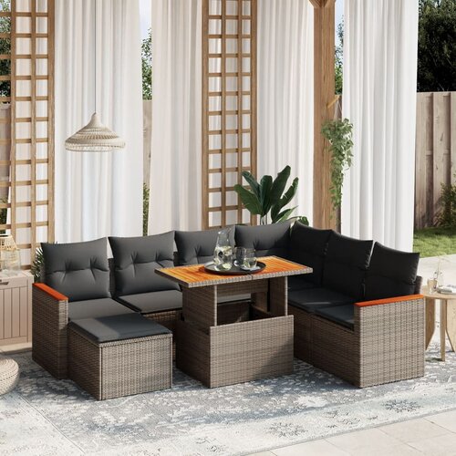 vidaXL 8-dijelni set vrtnih sofa od poliratana s jastucima sivi Cijene