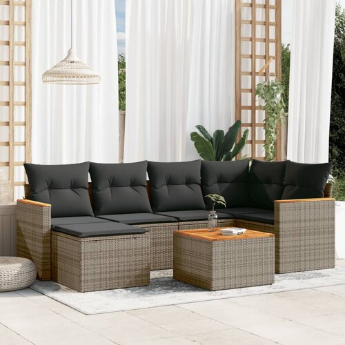 vidaXL 7-dijelni set vrtnih sofa sivi od poliratana Cijene