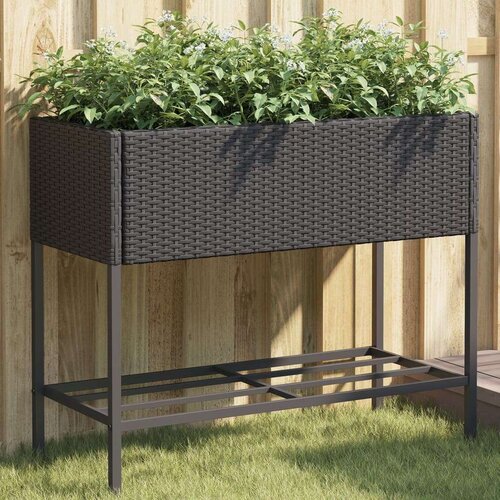  Vrtne sadilice s policom 2 kom crne 90 x 40 x 75 cm poliratan Cene