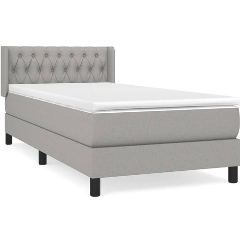 Maison Chic Box spring postelja - Vzmetna postelja z vzmetnico svetlo siva 90x200 cm blago SL13630, (21904299) Slike