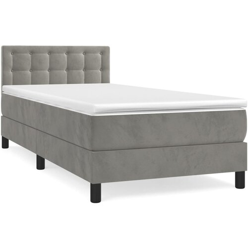 VidaXL Box spring postelja z vzmetnico svetlo siva 80x200 cm žamet, (20725885) Slike