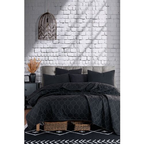 Alpina Solid - Black Black King Quilted Bedspread Set (FR) Cene