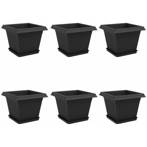 vidaXL Saksije za biljke 6 pcs Crna 28 5 x 28 5 x 22 cm Plastika - Crna 33 x 33 x 26 cm 6 Cene