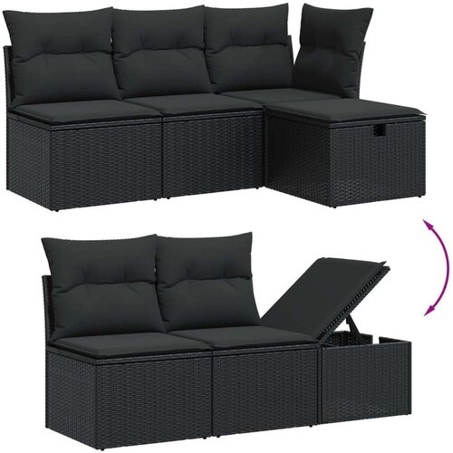 VidaXL 7-dijelni set vrtnih sofa od poliratana s jastucima crni Slike