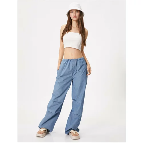 Koton Jeans Parachute Trousers with Elastic Waist with Pajamas, Cotton