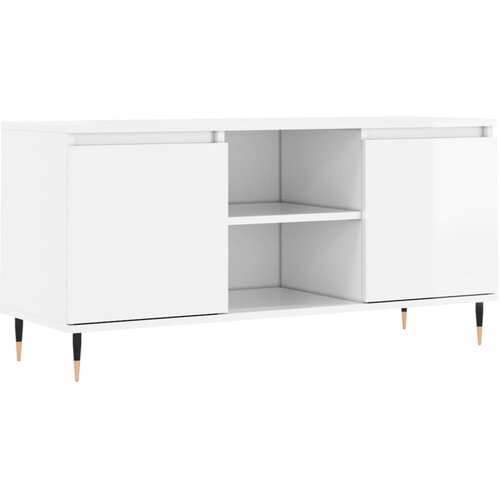 Maison Chic TV omarica - TV stojalo - Televizijska omarica visok sijaj bela 104x35x50 cm inženirski les, (21700607) Slike