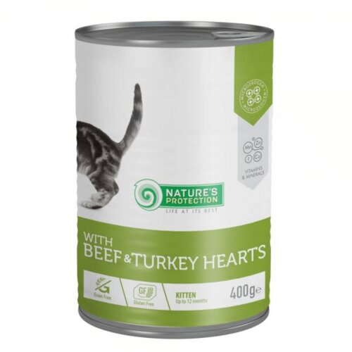 Natures Protection np kitten beef&turkey hearts - 400g Slike
