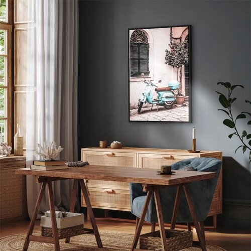  Slika - Iconic Vespa (1 Part) Vertical 80x120 U crnom drvenom okviru Slike