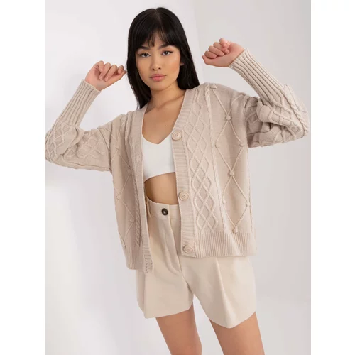 Fashion Hunters Light beige sweater with large buttons