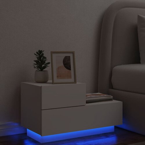 vidaXL Noćni ormarić s LED svjetlima bijeli 70 x 36 x 40 5 cm Cijene
