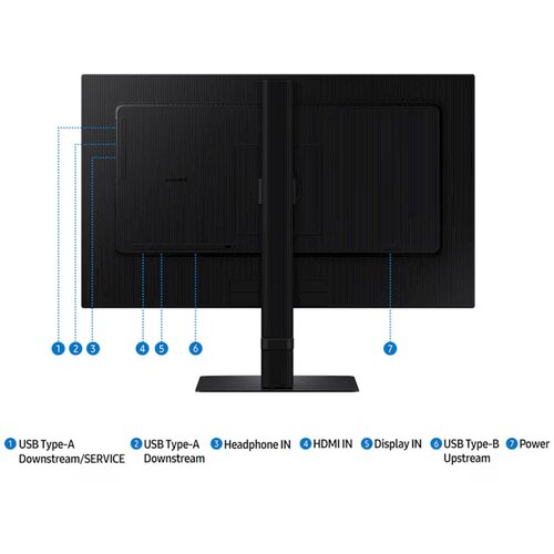Samsung Monitor 24 S60D ViewFinity S6, IPS, 2560x1440, HDMI, DP - - 24 - črna - 540.7 x 535.9 x 220 mm - 5,4 kg - 36 - E - Avtera Slike
