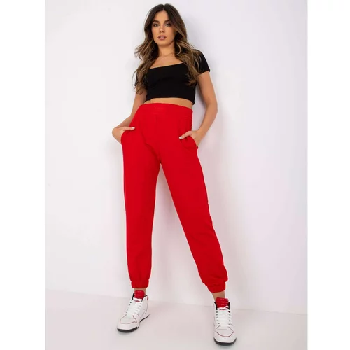Fashion Hunters RUE PARIS red sweatpants with pockets