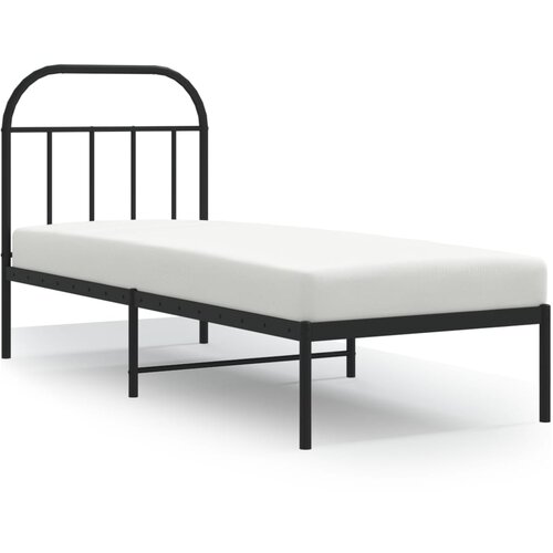 Maison Chic Kovinski Posteljni okvir - Enojna postelja - Postelja za odrasle z vzglavjem črn 75x190 cm, (21693933) Slike