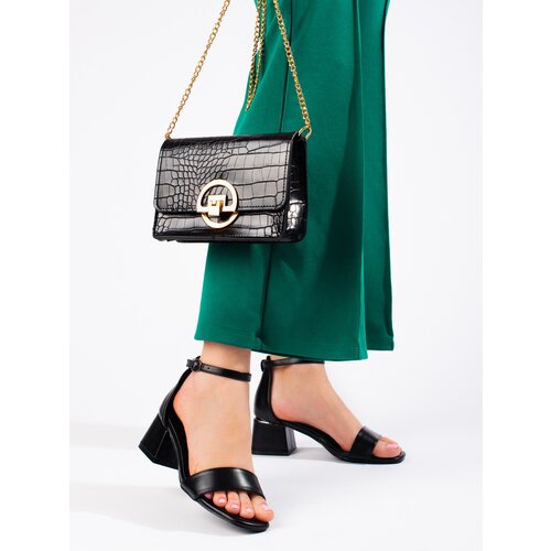 VINCEZA Black classic sandals on a low post Slike
