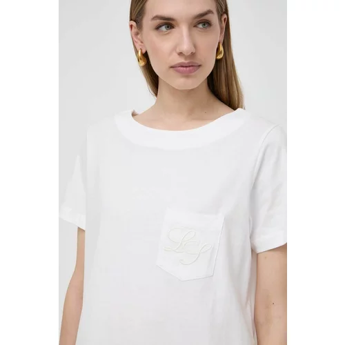 Luisa Spagnoli Bombažna kratka majica ženski, bela barva