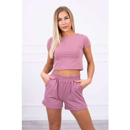 Kesi Cotton set with shorts in dark pink color Cene