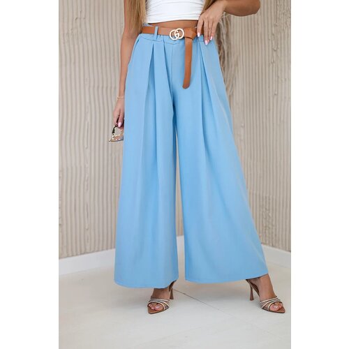Kesi Włoski Wide-leg belted trousers blue Cijene