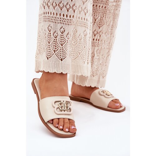 Boto Flat Ladies Sandals With Decorative Detail Beige Nenitta Cene