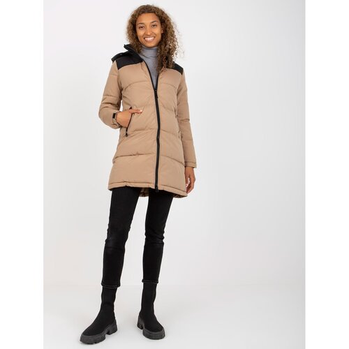 Fashion Hunters Winter camel and black quilted down jacket Slike