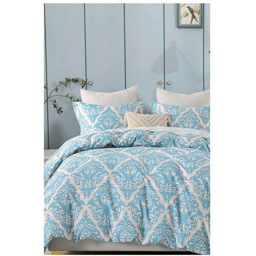 Mila Home Modra/siva posteljnina za zakonsko posteljo/podaljšana iz renforce bombaža z rjuho/4-delna 200x220 cm Damask – Cene
