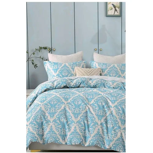 Mila Home Modra/siva posteljnina za zakonsko posteljo/podaljšana iz renforce bombaža z rjuho/4-delna 200x220 cm Damask –