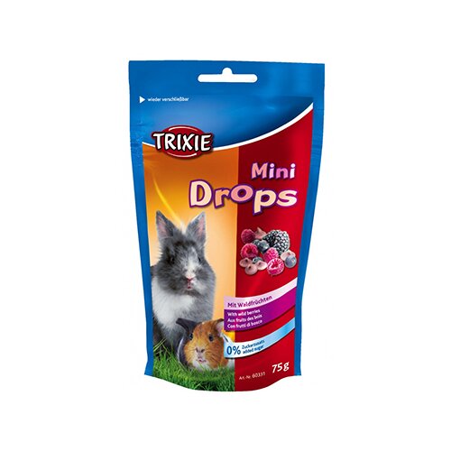 Trixie poslastica za glodare mini drops - divlje bobice 75g Slike