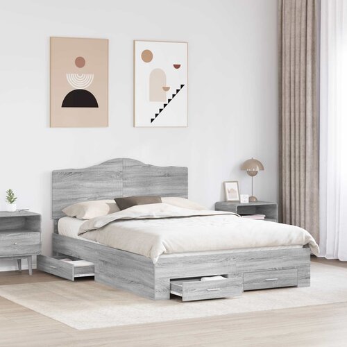  Krevetna konstrukcija s ladicama Siva Sonoma 140 x 200 cm 206 x 143 x 100 cm Slike