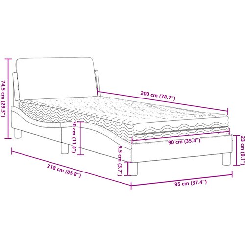  Krevet s madracem Dover svjetlosivi 90x190 cm bar&amp;scaron;unasti Slike