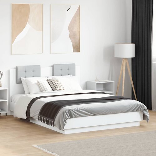 Furnova Posteljni okvir z vzglavjem in LED bel 135x190 cm, (21934947) Slike