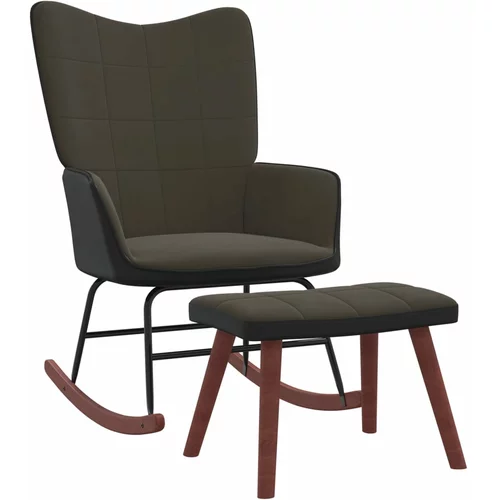  Stolica za ljuljanje s osloncem za noge tamnosiva baršun/PVC