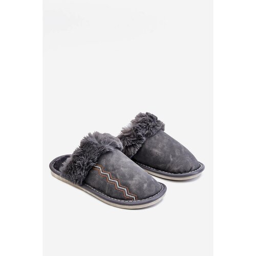 Kesi Men's Warm Slippers With Fur Grey Aron Slike