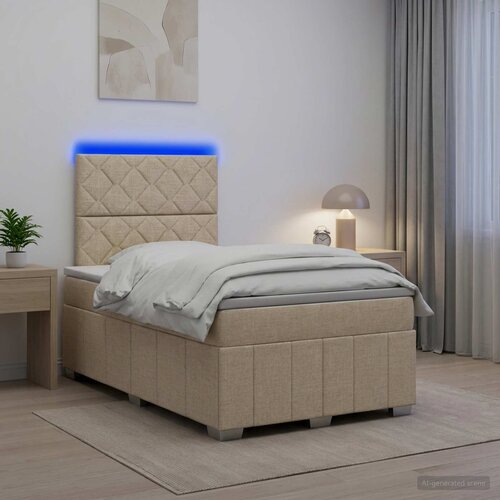  LED okvir za krevet s madracem Krem 120 x 190 cm Tkanina Slike