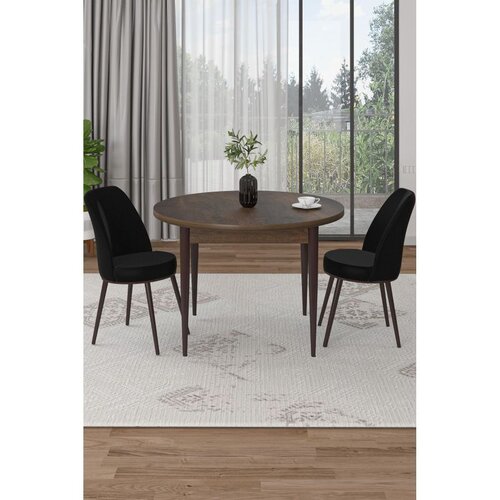 Hanah home trpezarijski set Tor, sto i 2 stolice, ploča u dekoru drveta Baroque, crna tkanina Babyface Cene