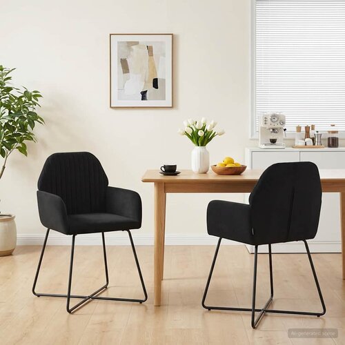  Trpezarijske stolice 2 pcs Baršun Crna 55 x 50 x 84 cm Cene