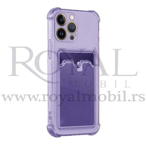  silikonska futrola clear sa džepićem za iphone 14 (6.1) ljubicasta Slike