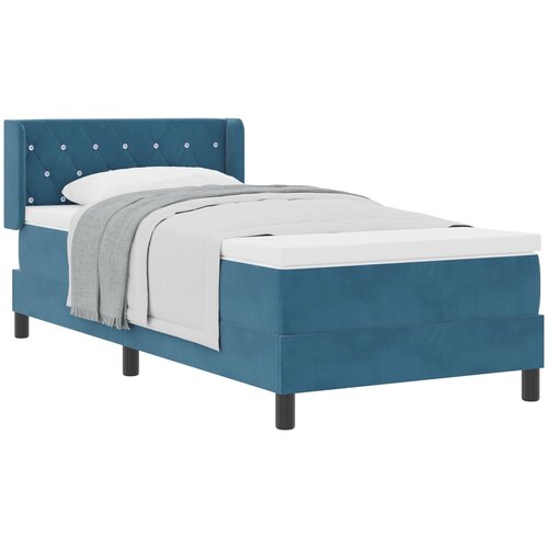 vidaXL Box Spring postelja z vzmetnico temno modra 90x190 cm žamet Cene