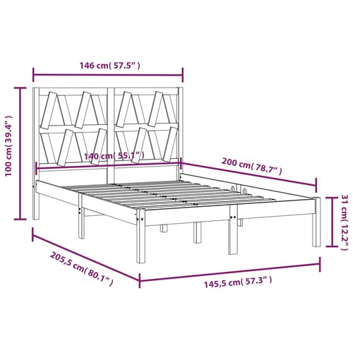  Okvir za krevet od masivne borovine 140 x 200 cm Slike