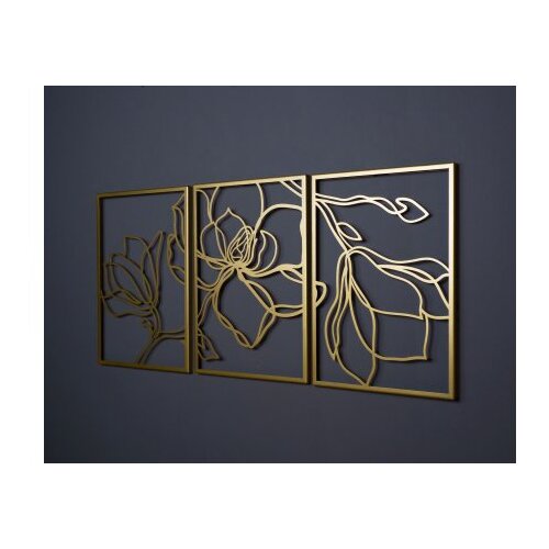 WALLXPERT set ukrasnih metalnih dodataka (3 komada) floral line art APT529 Cene