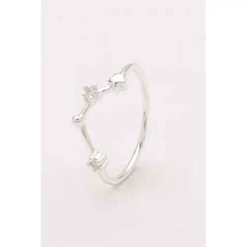 Fenzy srebern prstan z okrasnimi diamanti, Art503 - vodnar, srebrna barva