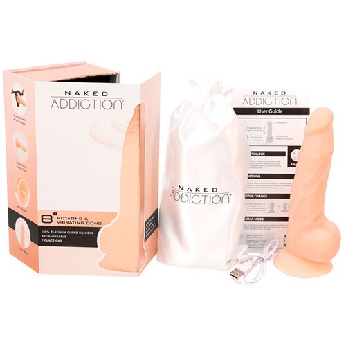 Naked Addiction Vibrirajoč in rotirajoč dildo, 20cm Slike