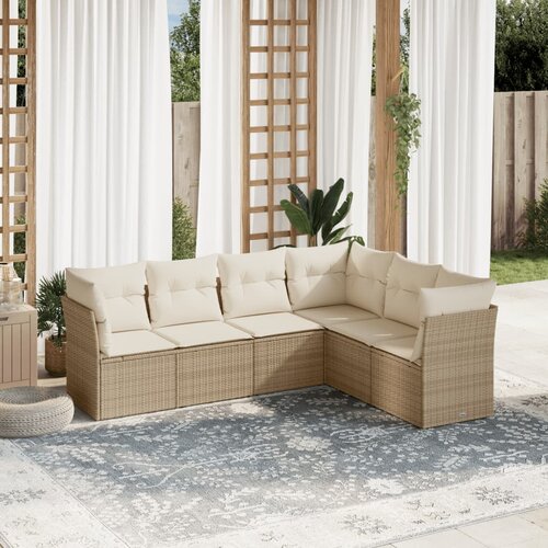 vidaXL 6-dijelni set vrtnih sofa s jastucima bež od poliratana Cijene