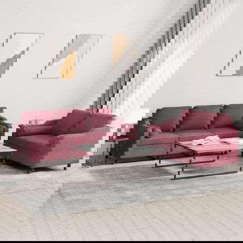  The Living Store Sedežna garnitura z vzglavniki 2-delna vinsko rdeče blago - Sedežna Garnitura, (21474629) Cene